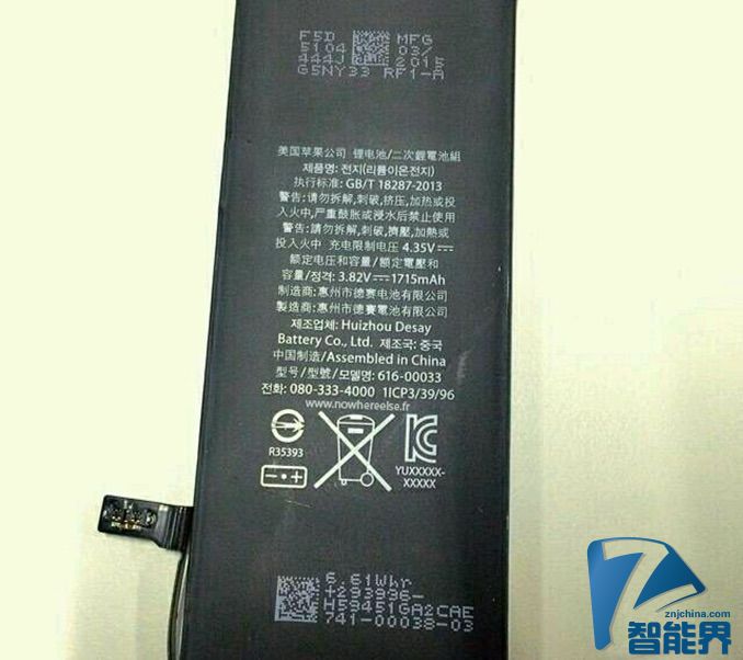 悲?。篿Phone 6s 電池容量或只有1715毫安